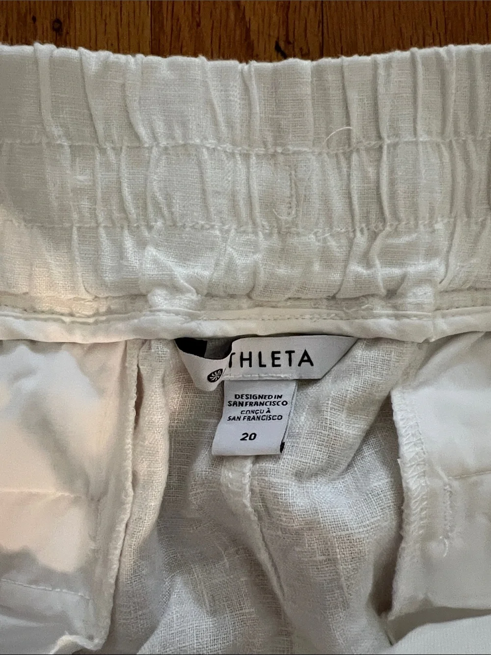 athleta White Linen Drawstring Athletic Shorts- 100% linen